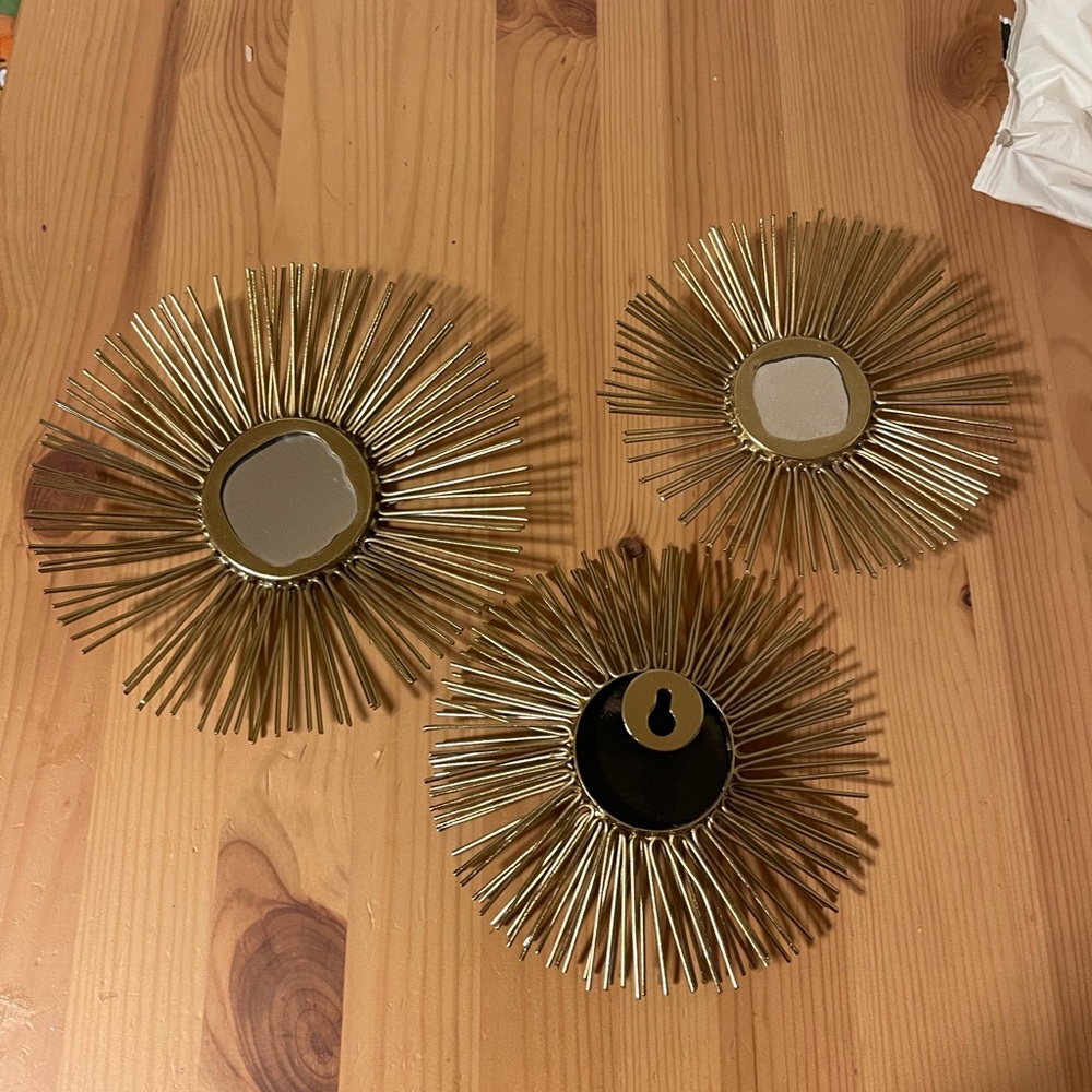 3 piece gold accent mirrors